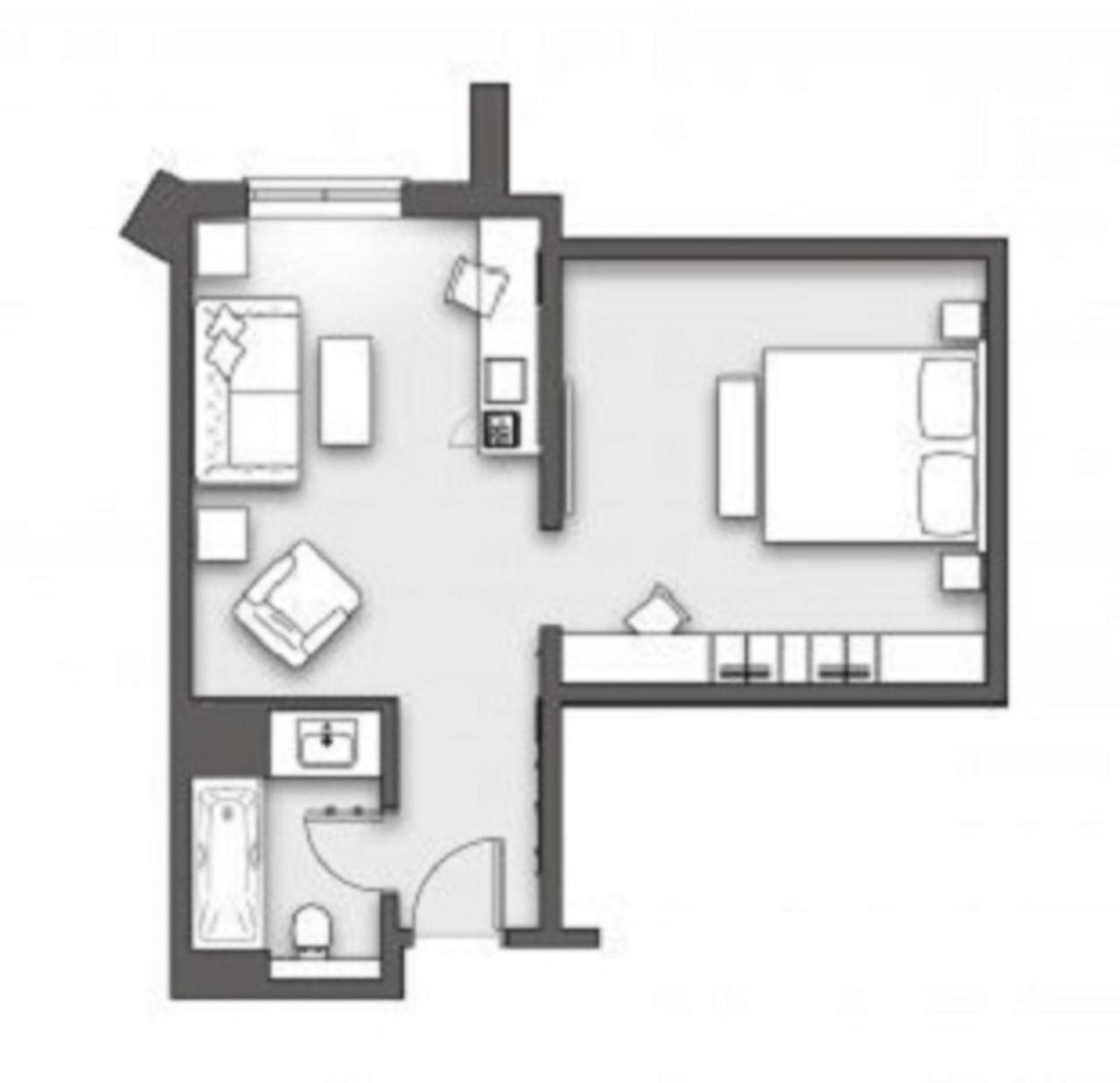 Boulevard Hotel 黑潭 客房 照片 A studio apartment layout